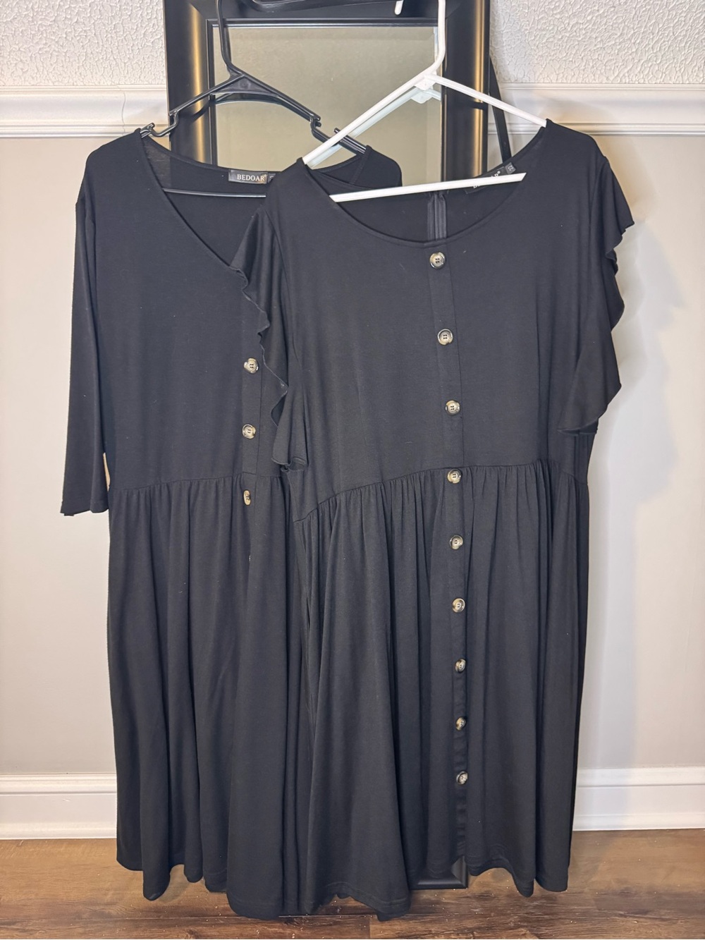 Bedoar Women's Dress Set - Long Sleeve & Short with Button-Front (Set of 2)